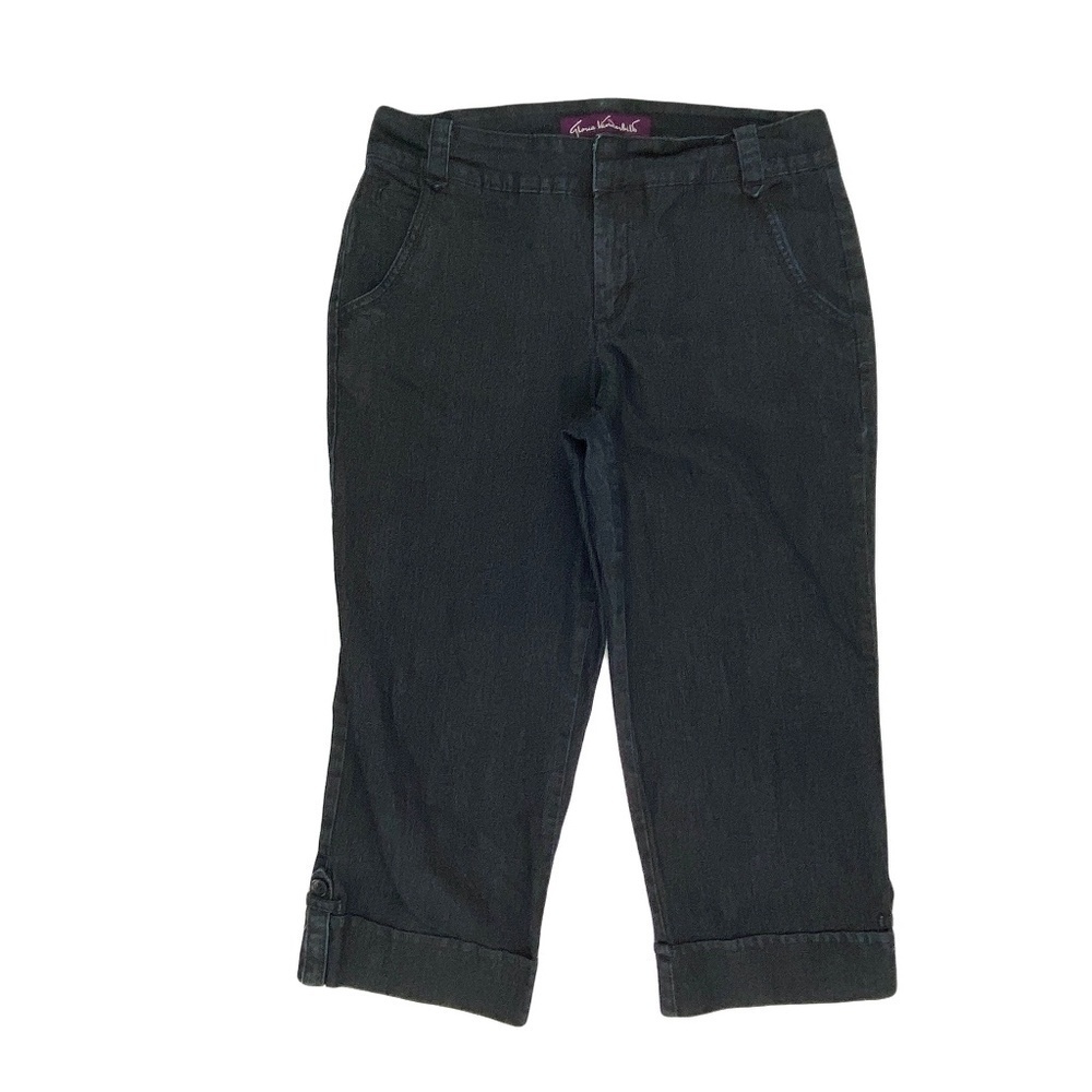 Gloria Vanderbilt Brielle Cuffed Capri Women's size 8 Dark Wash Blue Denim Jeans
